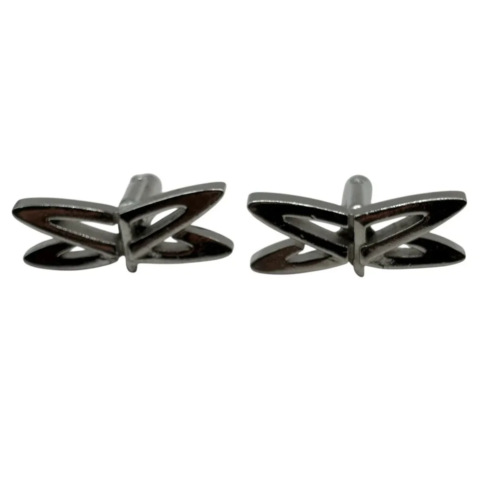 Abstract Orbit Cufflinks Silver Tone Outer Space Open‎ Work Bullet Back Cosmic